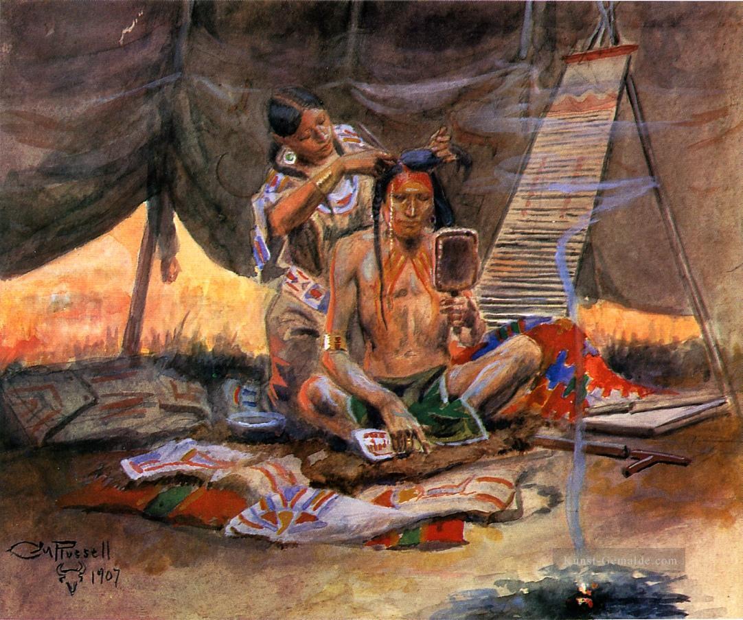 Beauty Parlor Indianer Westlichen Amerikanischen Charles Marion Russell Ölgemälde